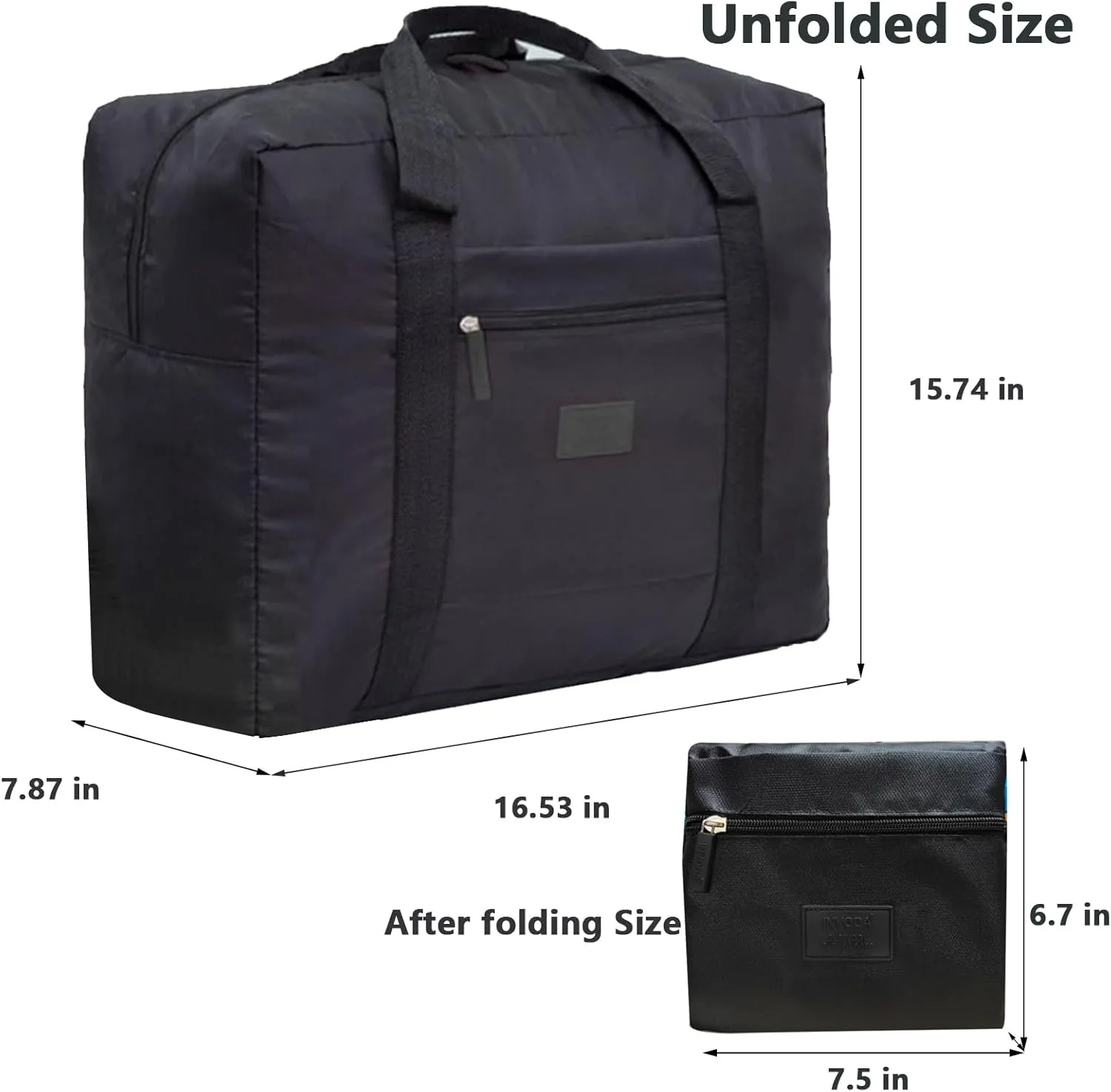 Travel Bag Foldable Luggage Bag for Spirit Airlines Tote Carry on Duffle Bag Sports Gym Water Resistant Personal Item Bag Weekender Overnight Bag (Black)