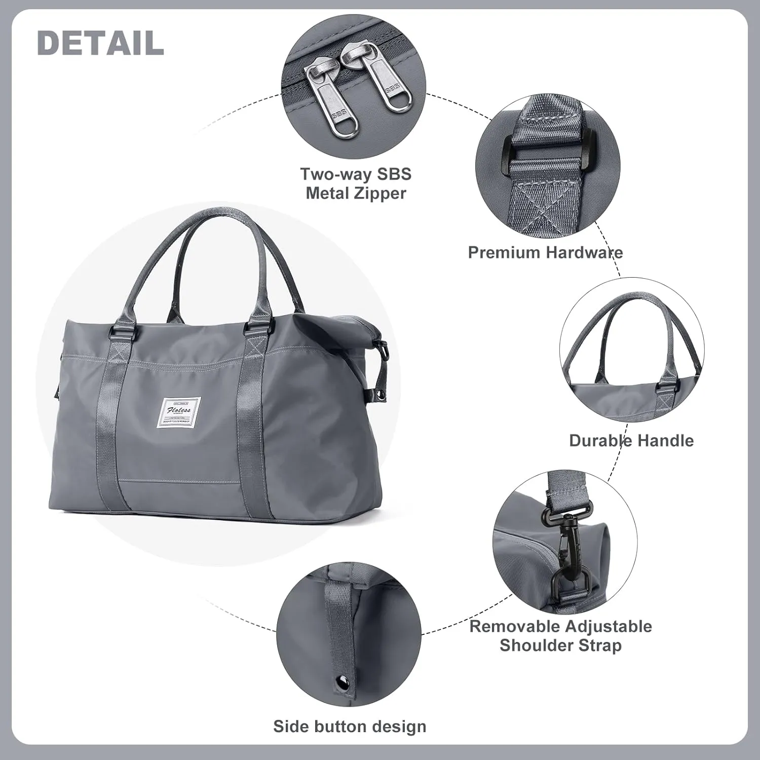 Travel Bags for Women, Weekender Overnight Bag with Toiletry Bag, Carry On Travel Tote Bag Duffel Bag,Gym Bag with Wet Pocket & Trolley Sleeve,Grey Blue