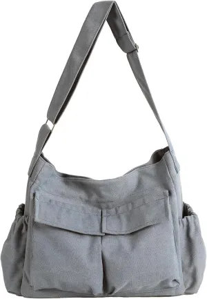 VODIU Messenger Bag Large Canvas Hobo Crossbody Tote for Women/Men, Shoulder Laptop Bag with Multi Pockets for Work,Travel