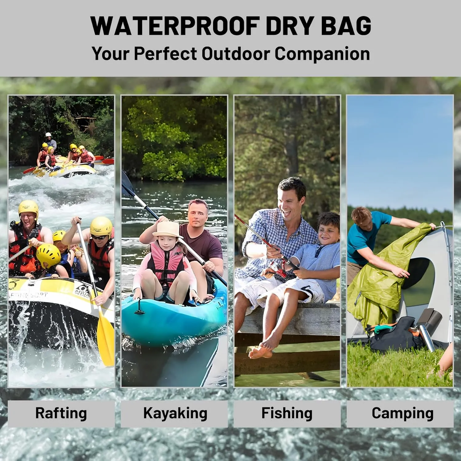 Waterproof Dry Bag,Roll Top Christmas Poinsettia Flower Pine Cones Small Waterproof Backpack 5L/10L/20L Floating and Lightweight Bags for Kayaking, Boating, Fishing, Swimming and Camping