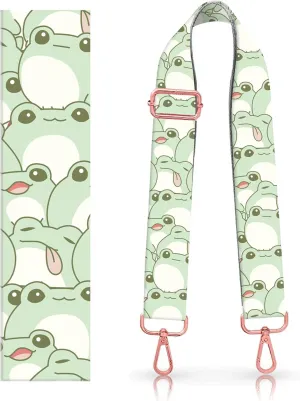 Wide Purse Strap Replacement Crossbody Handbag Shoulder Strap Adjustable Bag Straps Replacement (Cute Frogs)
