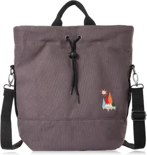 Women Canvas Tote Handbags Casual Shoulder Work Bag Crossbody Bag with Sunshine Embroidery