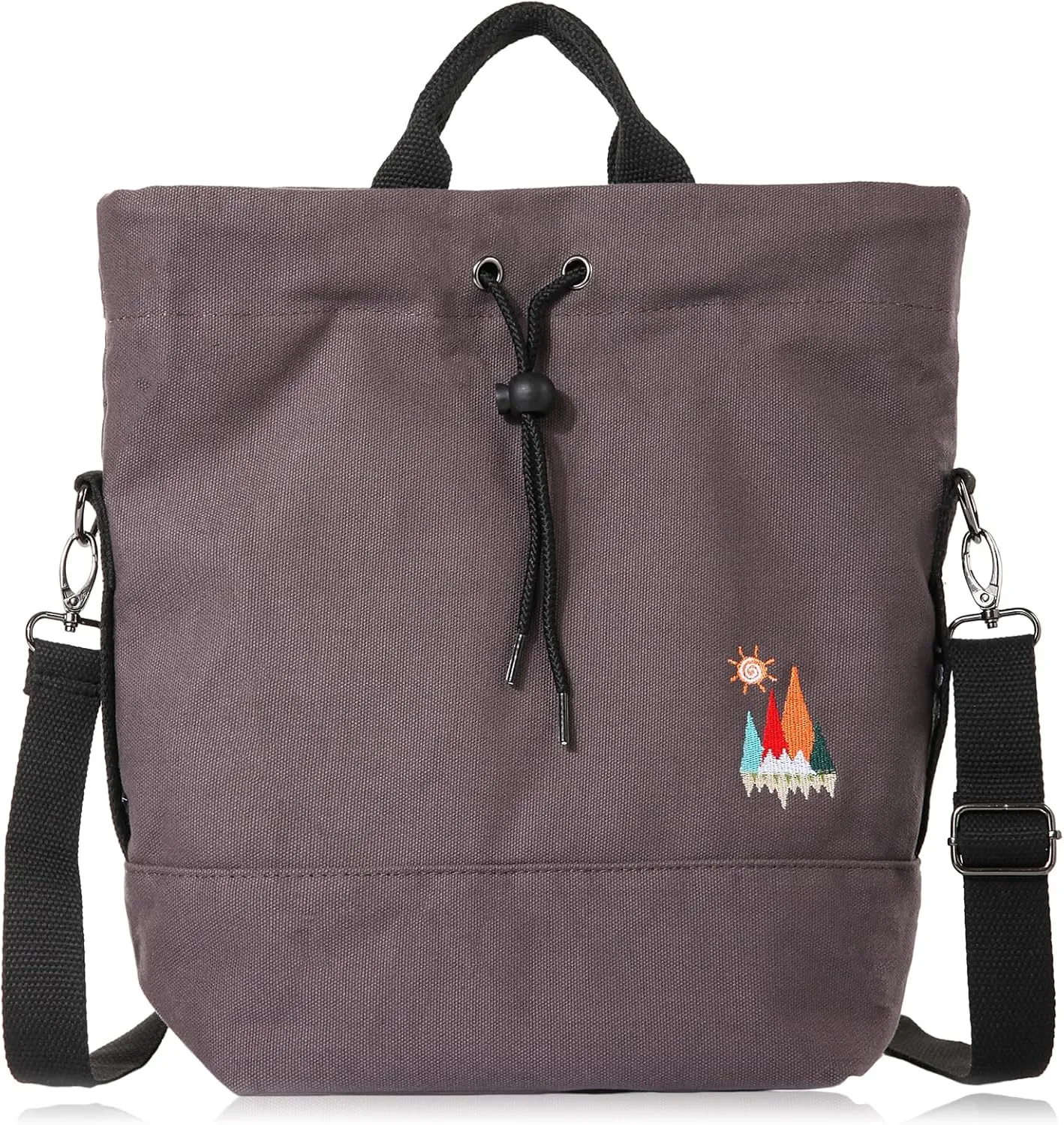 Women Canvas Tote Handbags Casual Shoulder Work Bag Crossbody Bag with Sunshine Embroidery