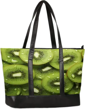 Women Tote Bag with Zipper, Shopper Handbag Travel Purse, PU Leather Laptop Tote Bags, Weekender Tote Bags