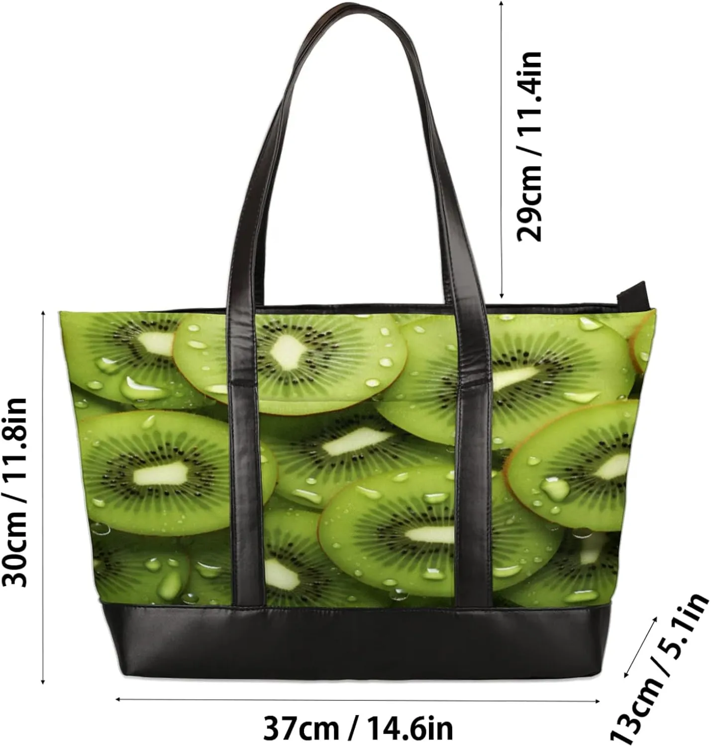 Women Tote Bag with Zipper, Shopper Handbag Travel Purse, PU Leather Laptop Tote Bags, Weekender Tote Bags