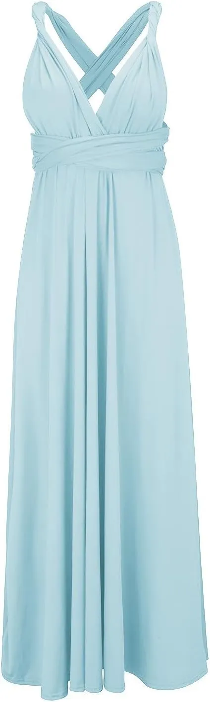 Women's Backless Gown Dress Convertible Multi-Way Wrap Halter Cocktail Dress Bandage Bridesmaid Long Dresses