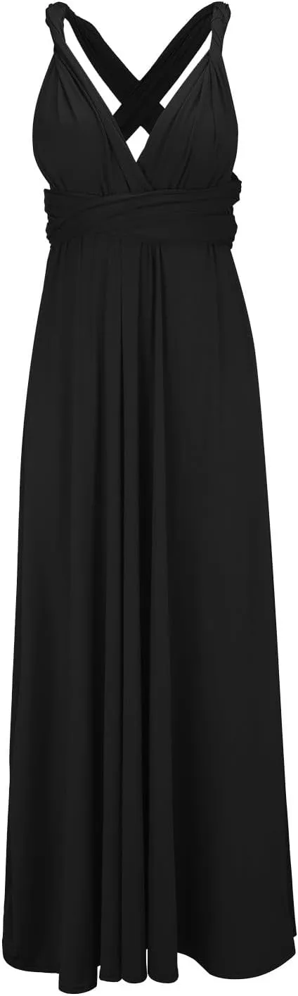 Women's Backless Gown Dress Convertible Multi-Way Wrap Halter Cocktail Dress Bandage Bridesmaid Long Dresses