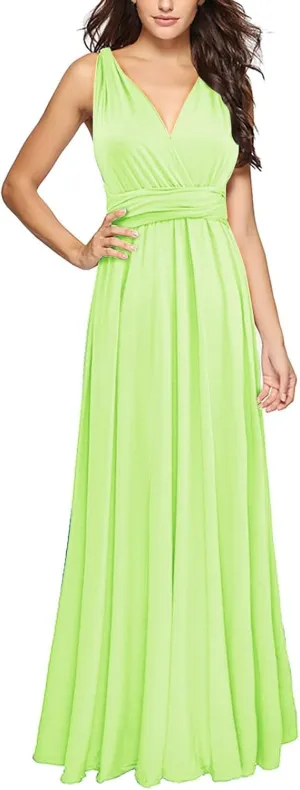 Women's Backless Gown Dress Convertible Multi-Way Wrap Halter Cocktail Dress Bandage Bridesmaid Long Dresses