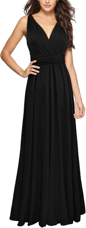 Women's Backless Gown Dress Convertible Multi-Way Wrap Halter Cocktail Dress Bandage Bridesmaid Long Dresses