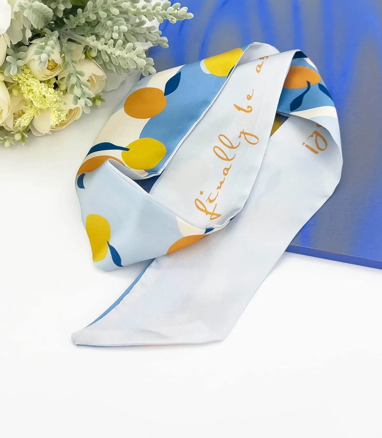 Women's Designer Neckerchief Handbag Handle Ribbon Fashion Scarf Summer Fruit Printed Hair Tie
