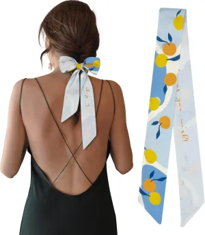Women's Designer Neckerchief Handbag Handle Ribbon Fashion Scarf Summer Fruit Printed Hair Tie