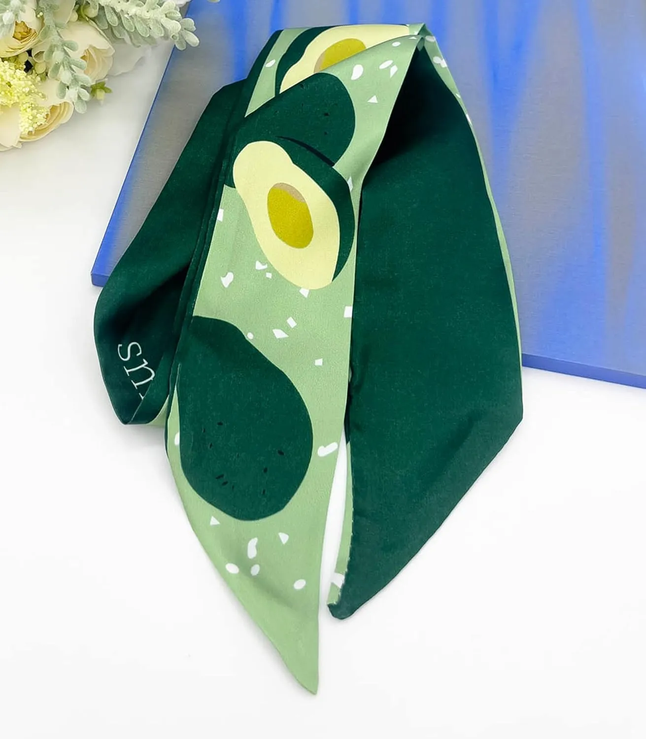 Women's Designer Neckerchief Handbag Handle Ribbon Fashion Scarf Summer Fruit Printed Hair Tie