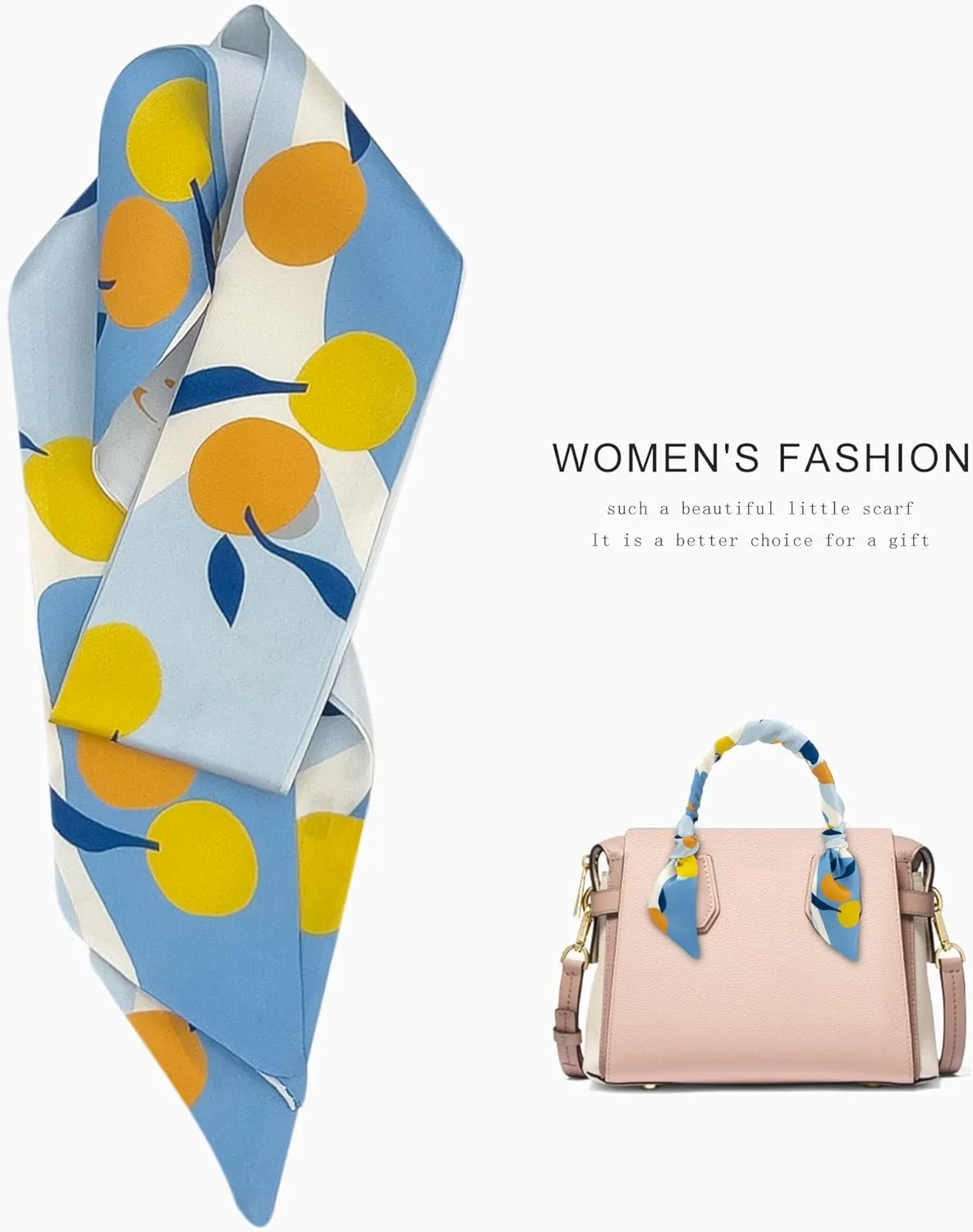 Women's Designer Neckerchief Handbag Handle Ribbon Fashion Scarf Summer Fruit Printed Hair Tie
