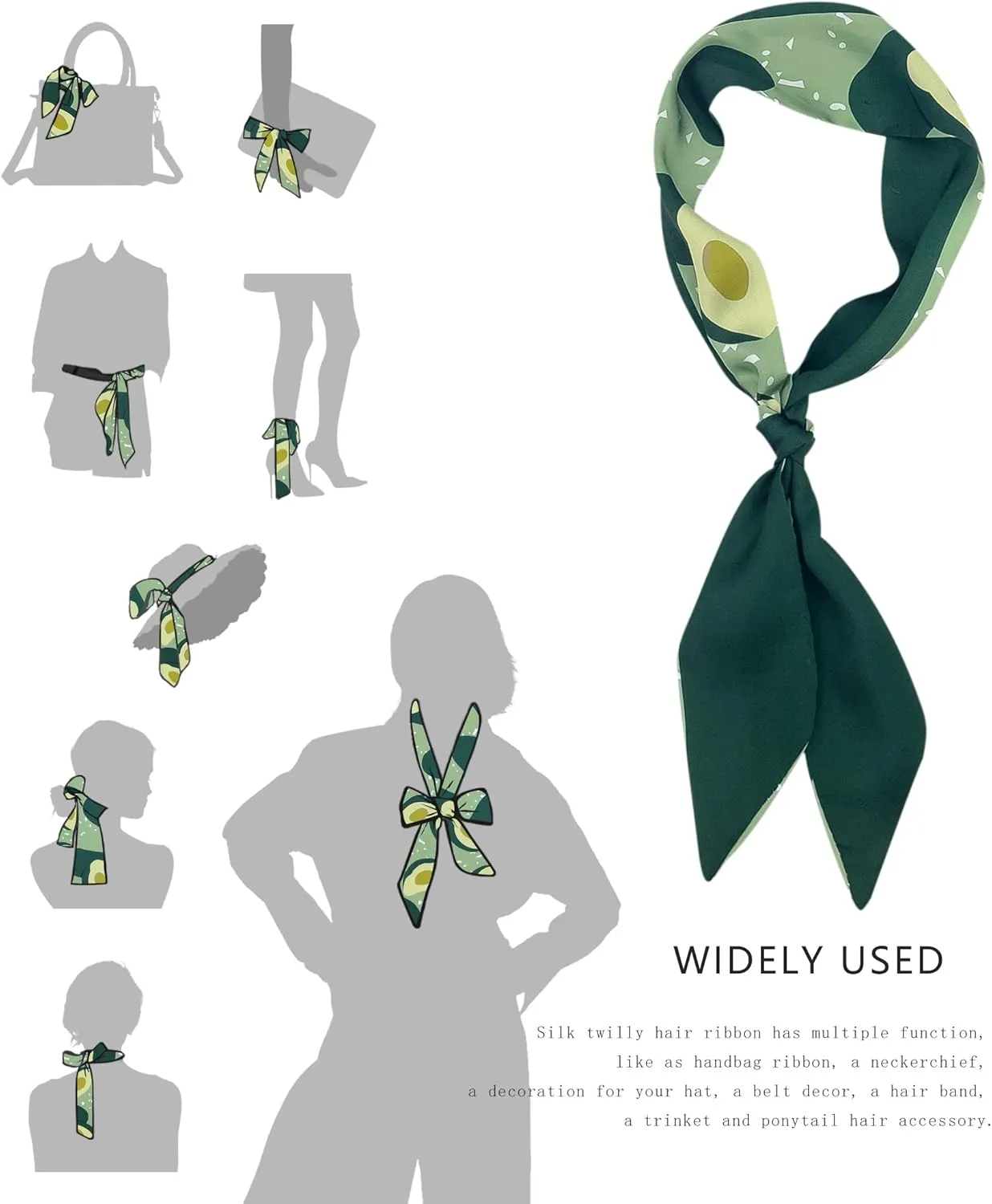 Women's Designer Neckerchief Handbag Handle Ribbon Fashion Scarf Summer Fruit Printed Hair Tie