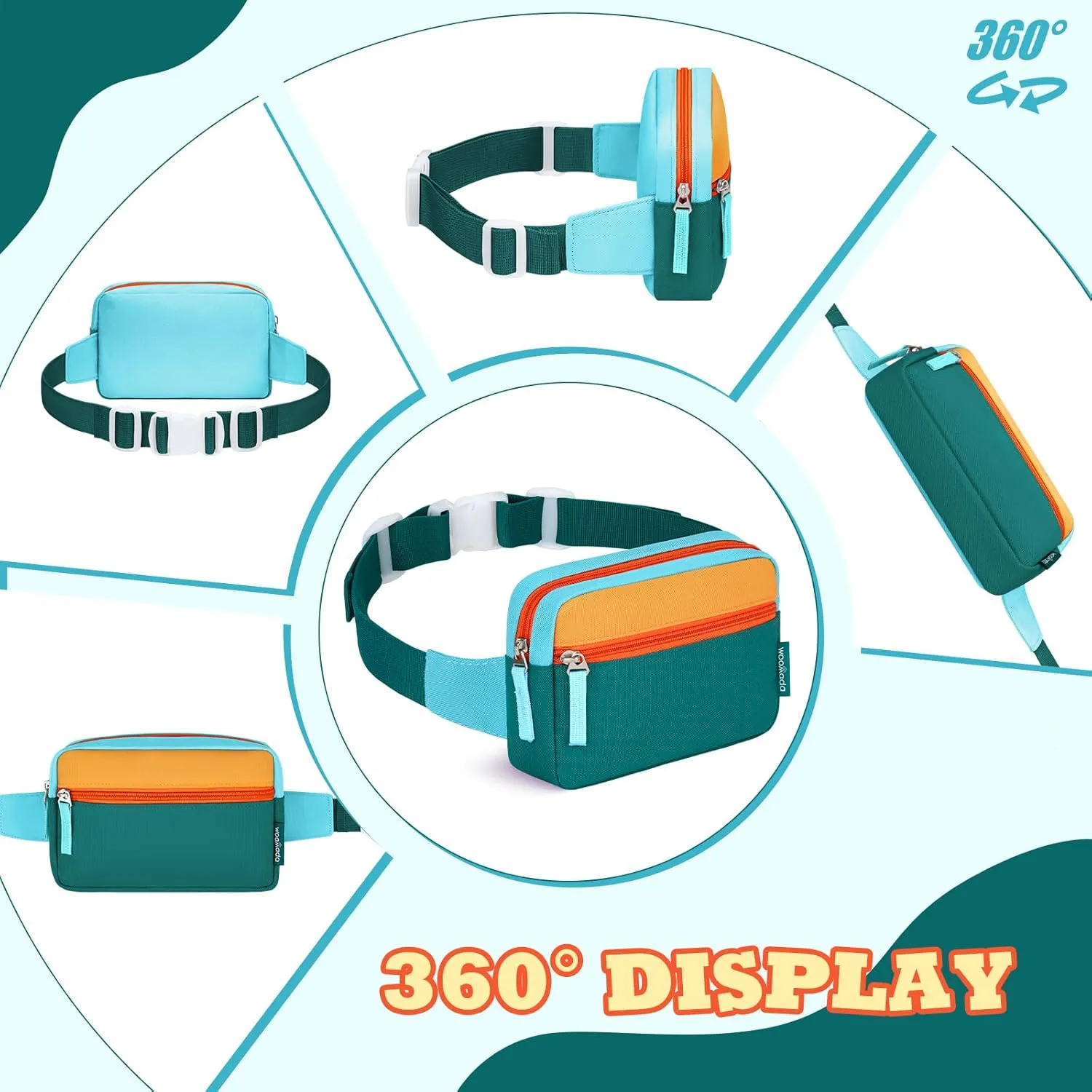WOOMADA Fanny Pack, Crossbody Bag Waist Bag with Adjustable Waistband, Cute Belt Bag for Gifts(Blue&Army Green)