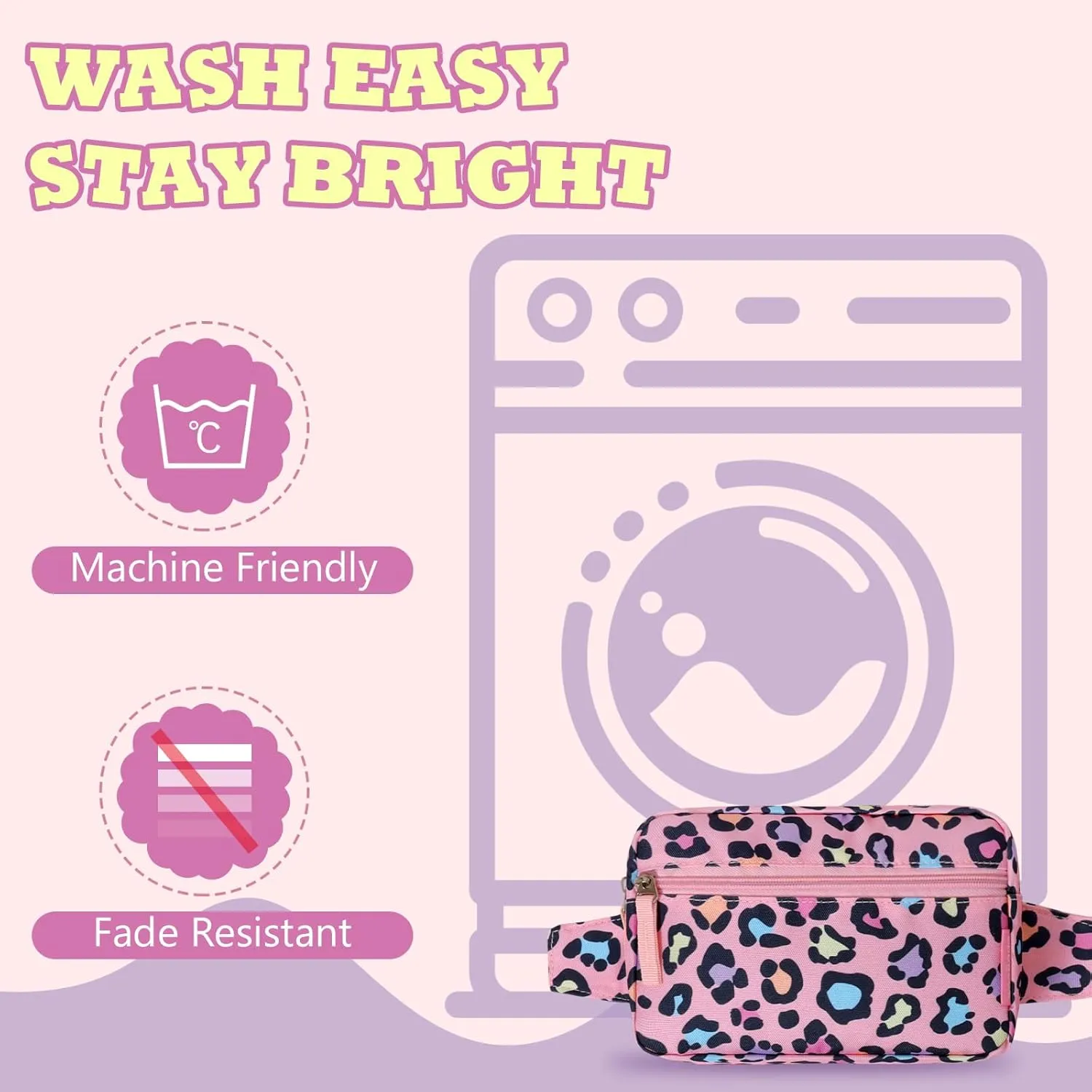 WOOMADA Fanny Pack, Crossbody Bag Waist Bag with Adjustable Waistband, Cute Belt Bag for Gifts(Pink Leopard)