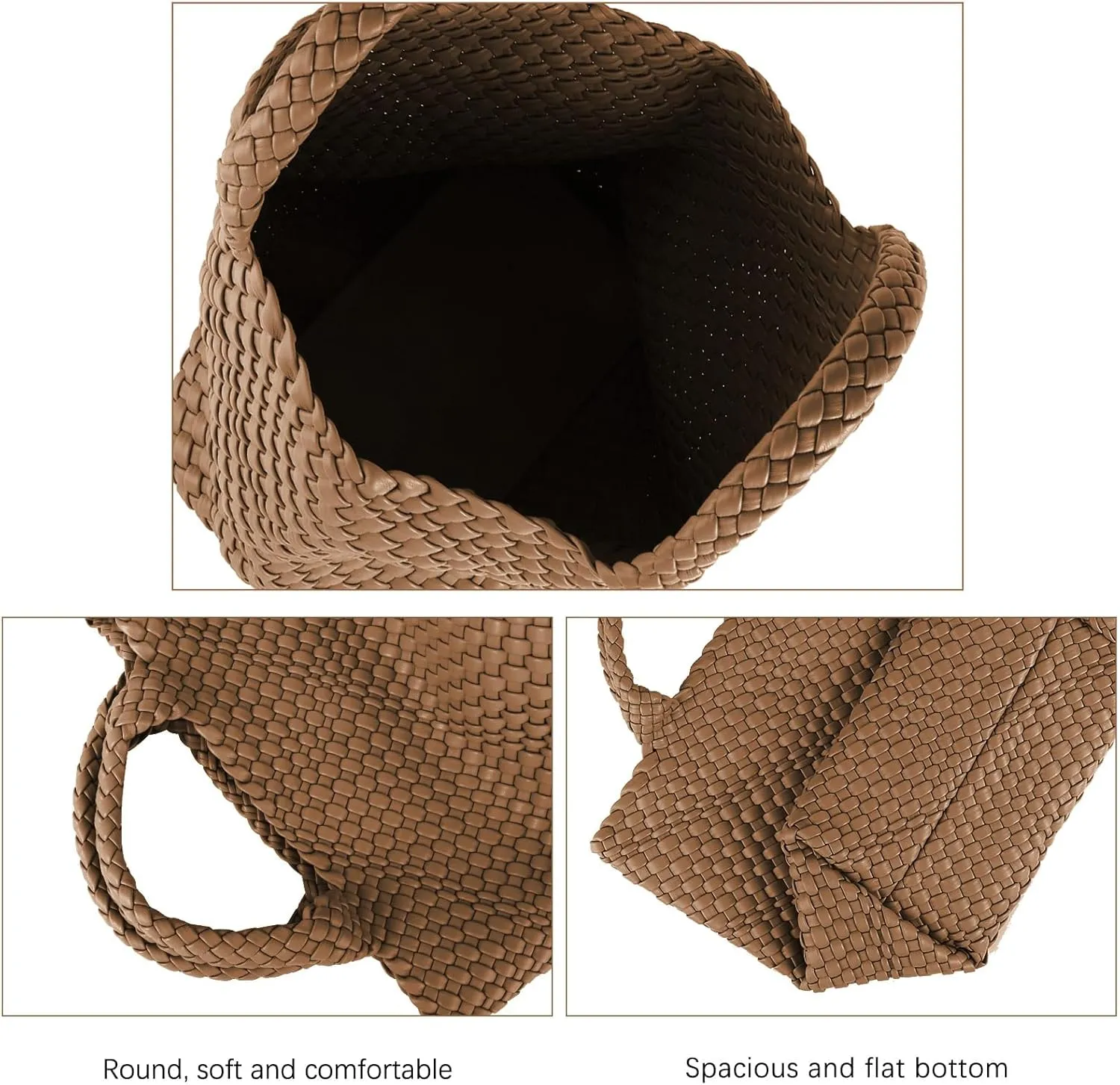 Woven Bag for Women Large Tote Bag with Clutch PU Leather Handwoven Beach Bag Satchel Handmade Casual Purses