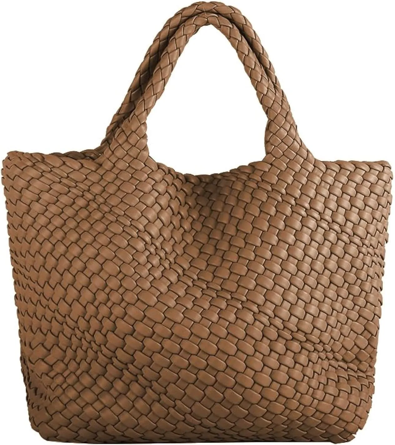 Woven Bag for Women Large Tote Bag with Clutch PU Leather Handwoven Beach Bag Satchel Handmade Casual Purses