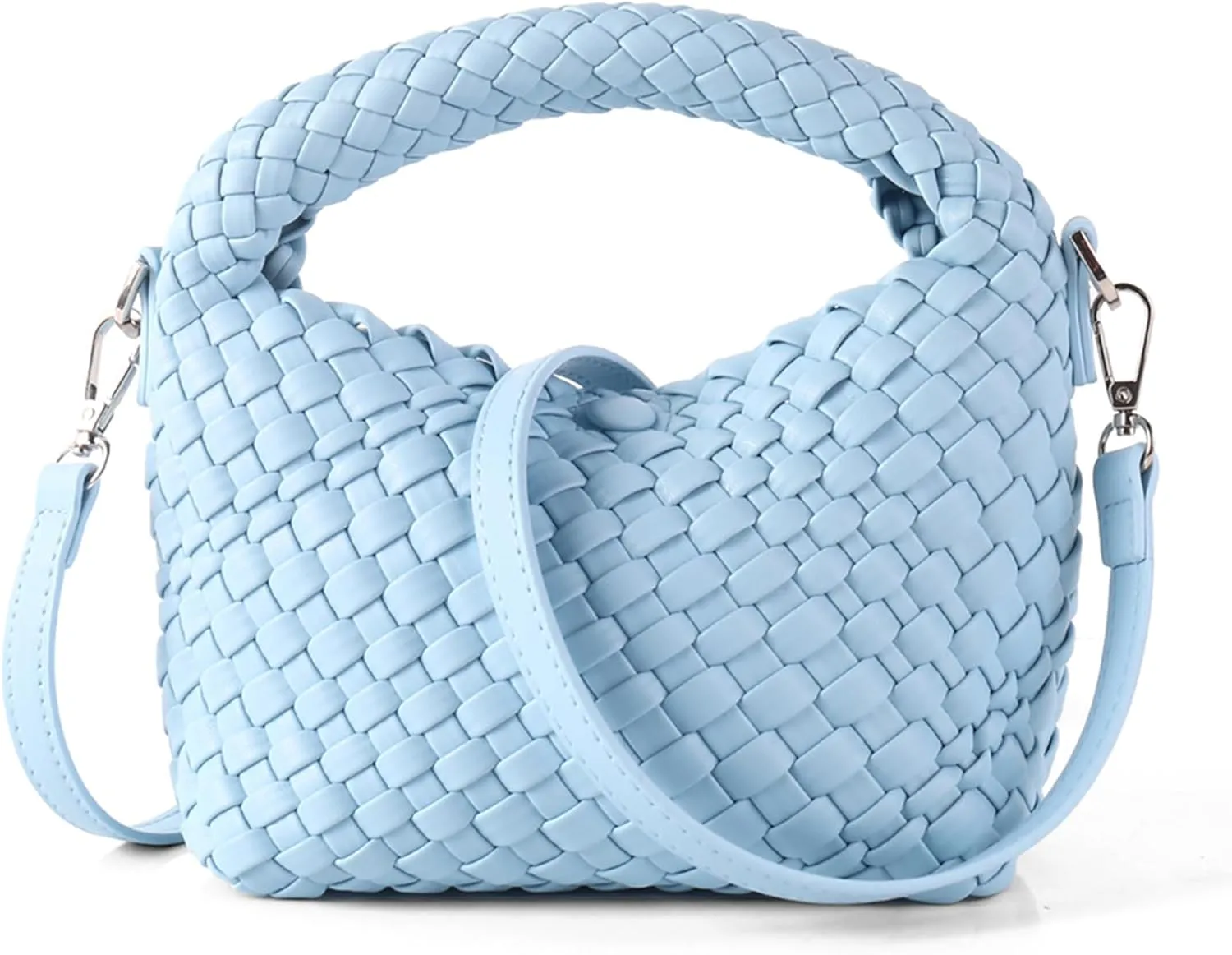 Woven Purse For Women, Small Crossbody Tote Bag with Detachable Shoulder Strap, Girls Top Handle Handbag