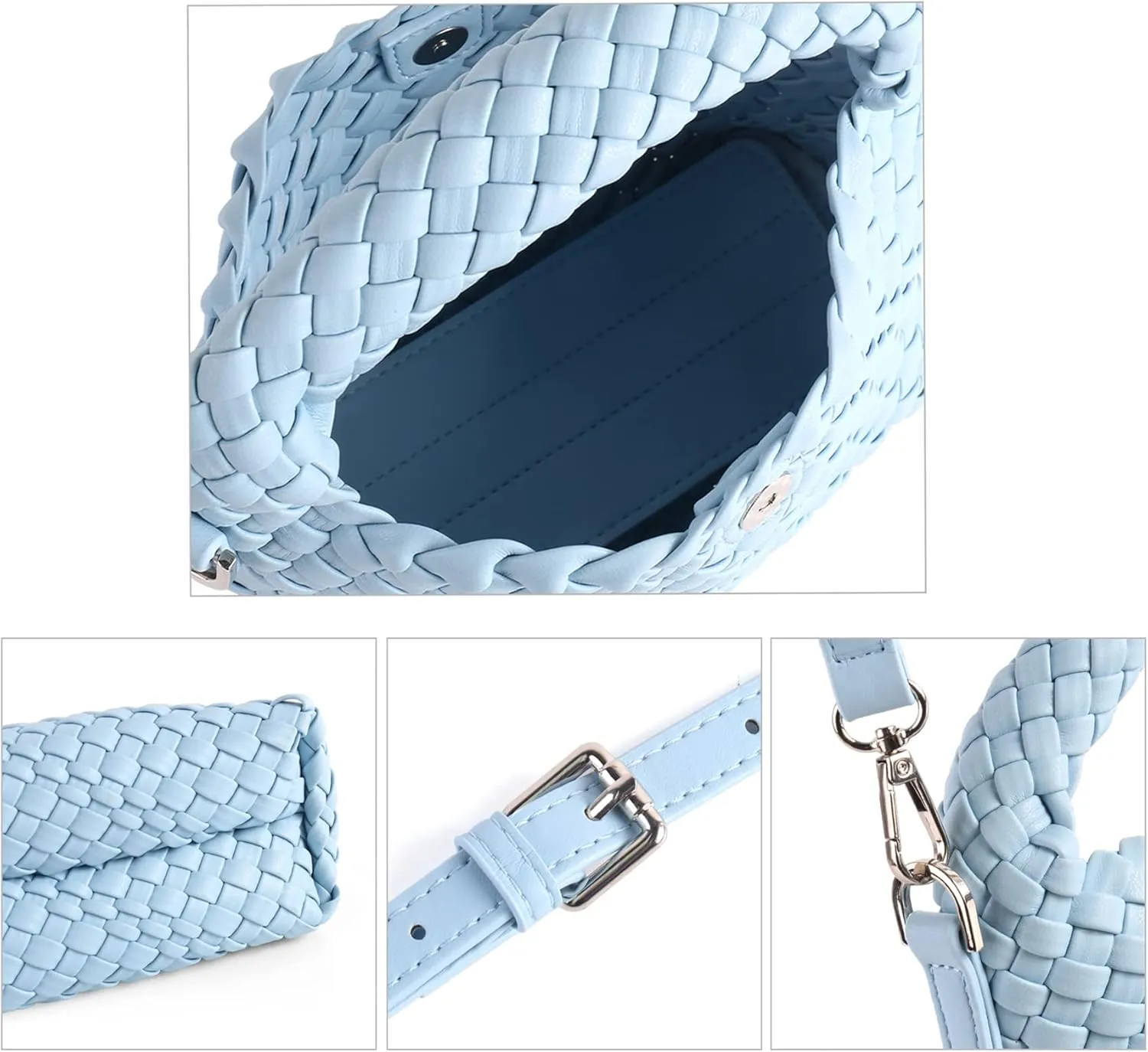 Woven Purse For Women, Small Crossbody Tote Bag with Detachable Shoulder Strap, Girls Top Handle Handbag