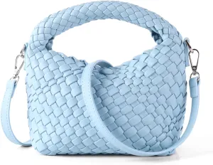Woven Purse For Women, Small Crossbody Tote Bag with Detachable Shoulder Strap, Girls Top Handle Handbag