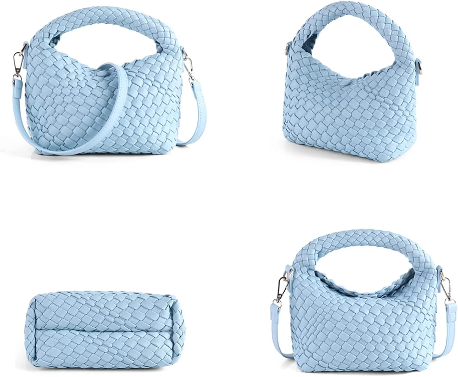 Woven Purse For Women, Small Crossbody Tote Bag with Detachable Shoulder Strap, Girls Top Handle Handbag